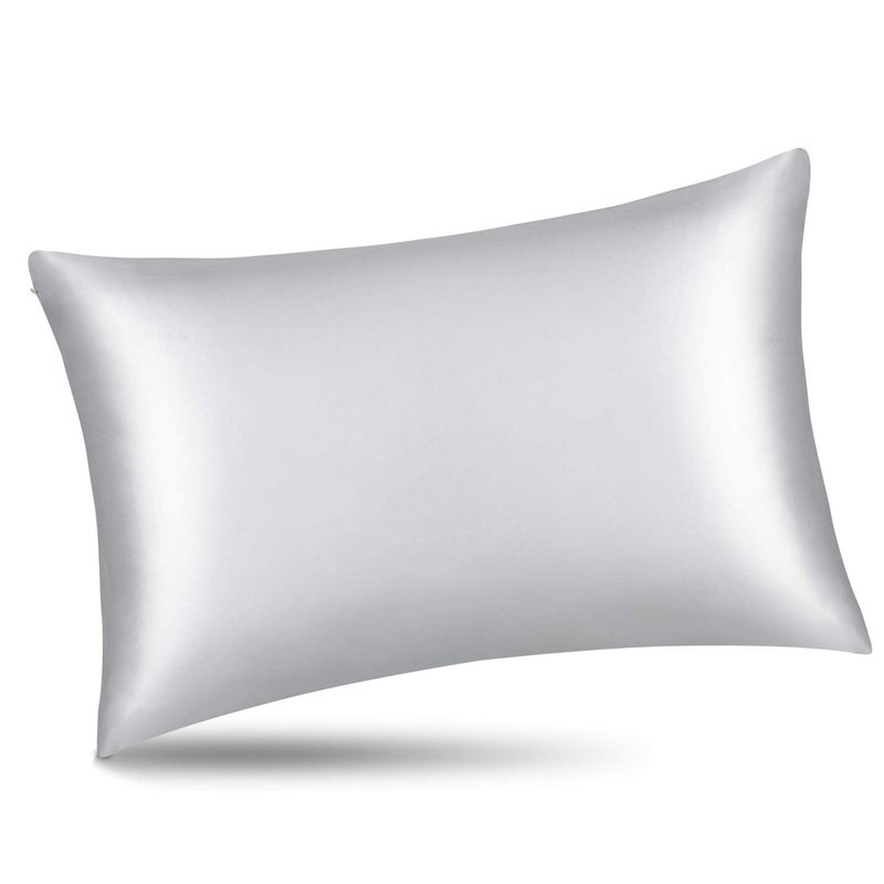 ALASKA BEAR 100% Pure Mulberry Silk Pillowcase for Curly Hair Wife Women Mother Her Grandma Pillow Slip Machine Washable King (1pc, Silver) - Image 2